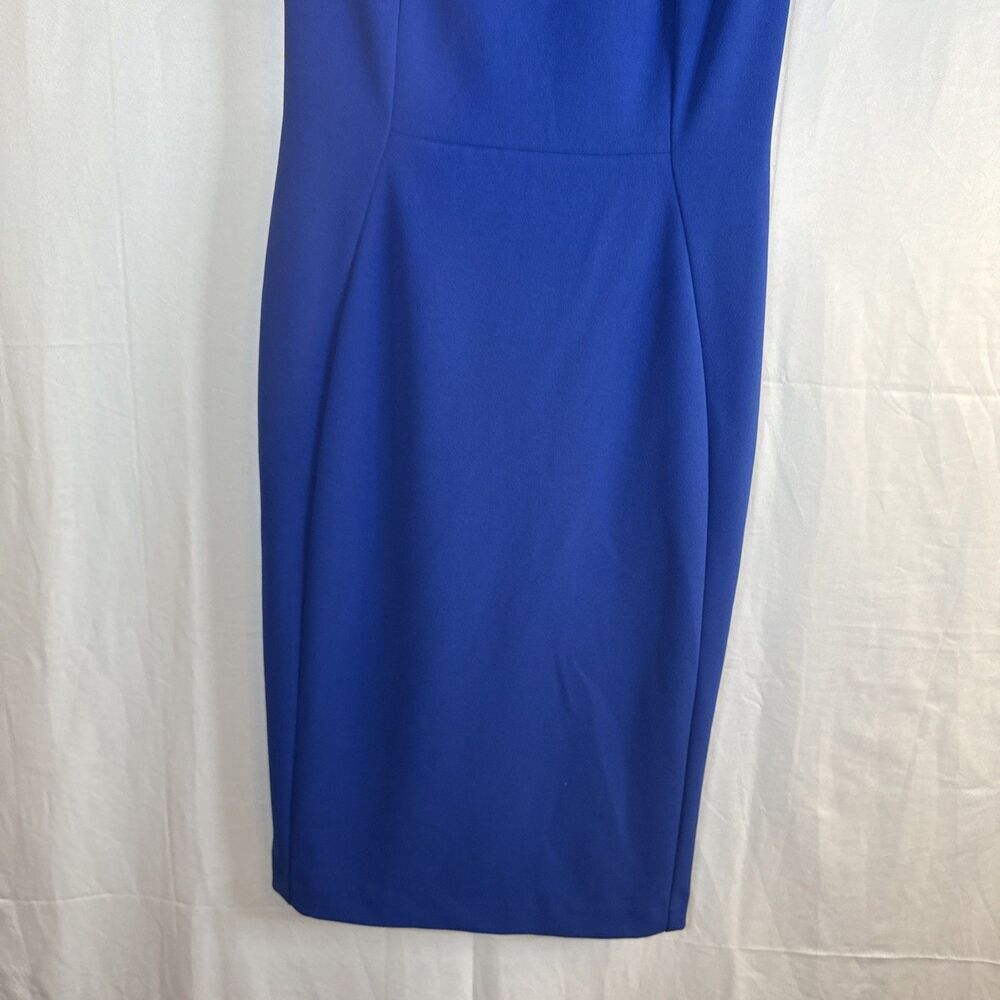 Calvin Klein Womens Royal Blue Tulip Puff Sleeve Round Neck Sheath Dress Size 4 - Picture 4 of 11